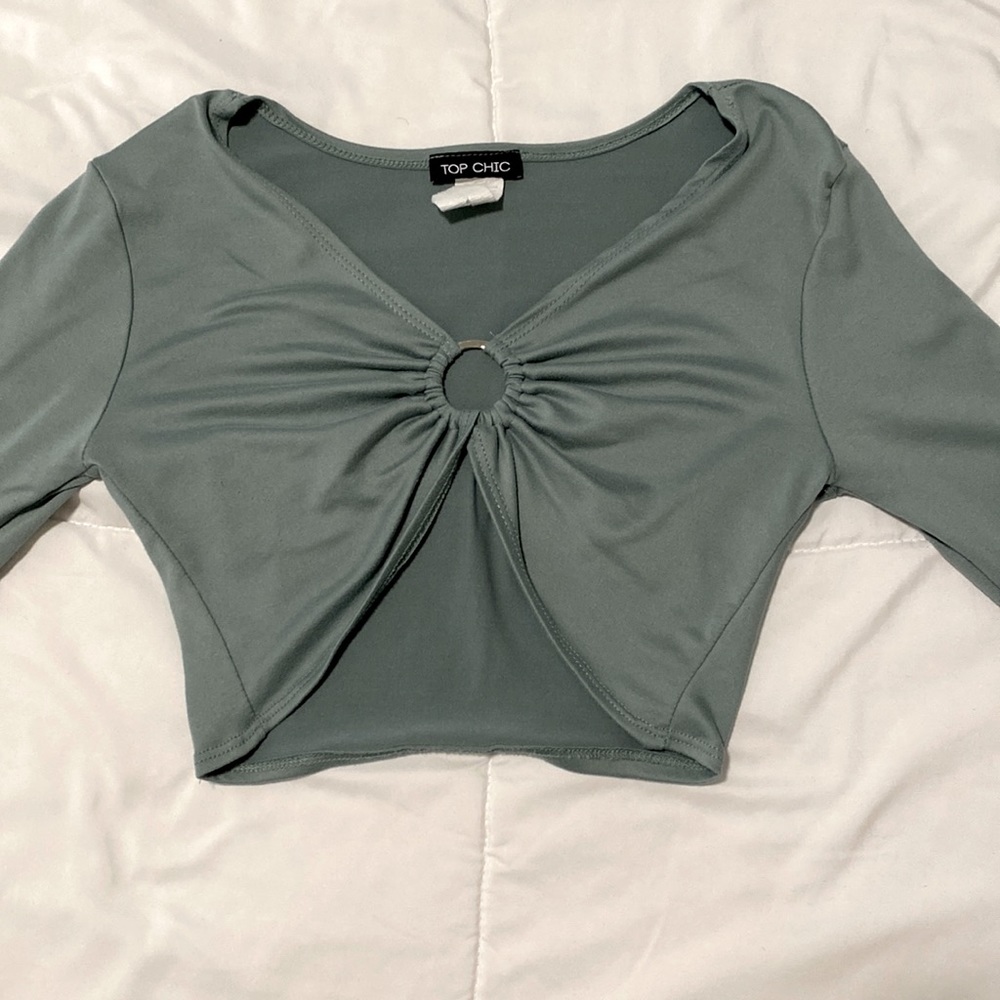 NWOT Green Cropped Long Sleeve